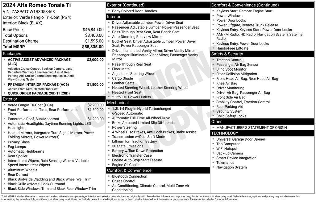 used 2024 Alfa Romeo Tonale car, priced at $28,590