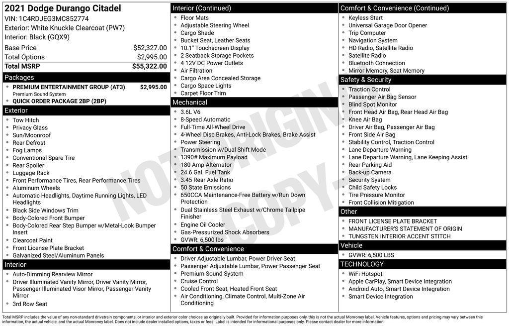 used 2021 Dodge Durango car, priced at $31,490