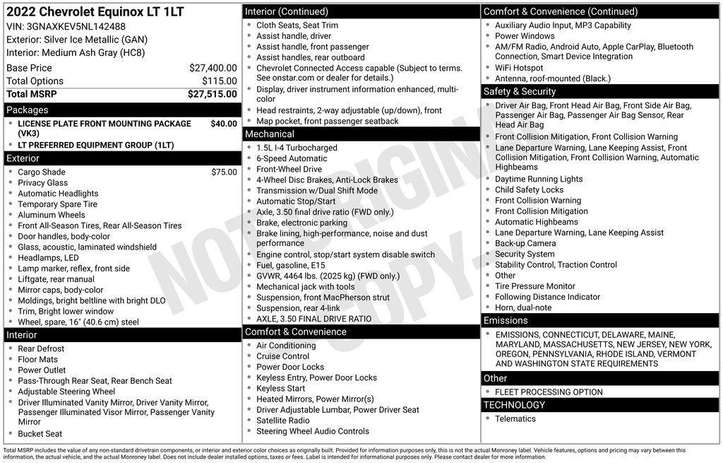 used 2022 Chevrolet Equinox car, priced at $19,490