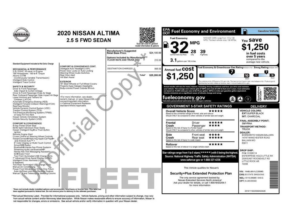 used 2020 Nissan Altima car, priced at $13,950