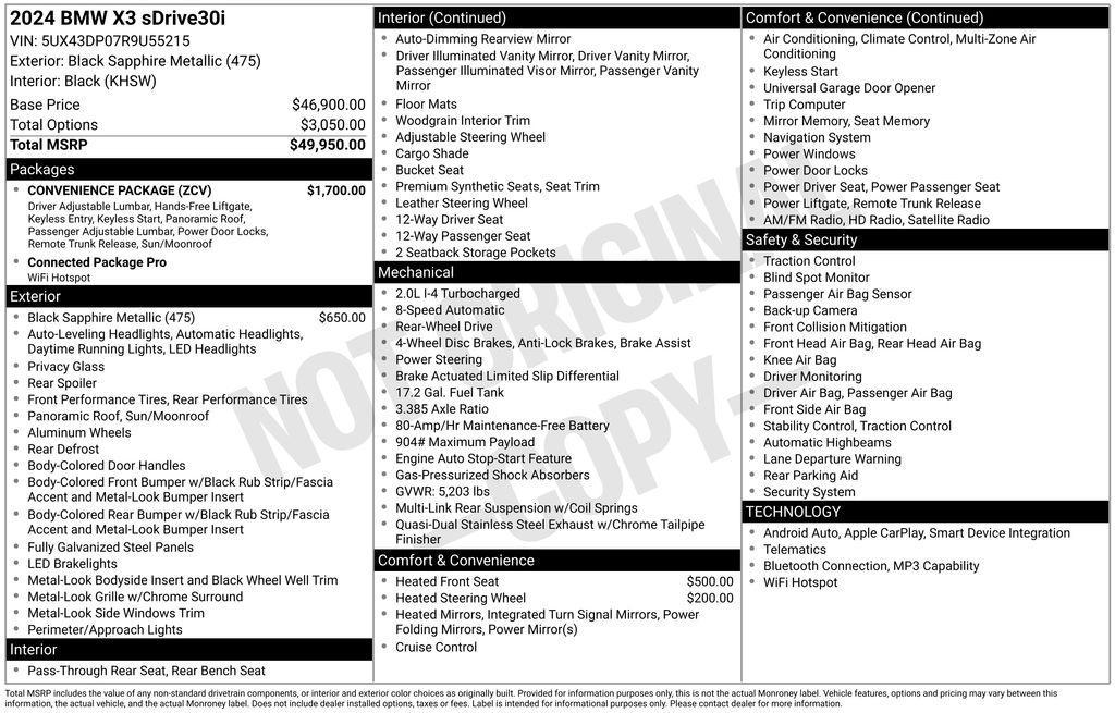 used 2024 BMW X3 car, priced at $37,450