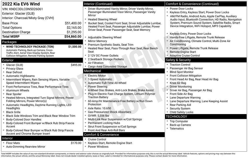 used 2022 Kia EV6 car, priced at $26,950