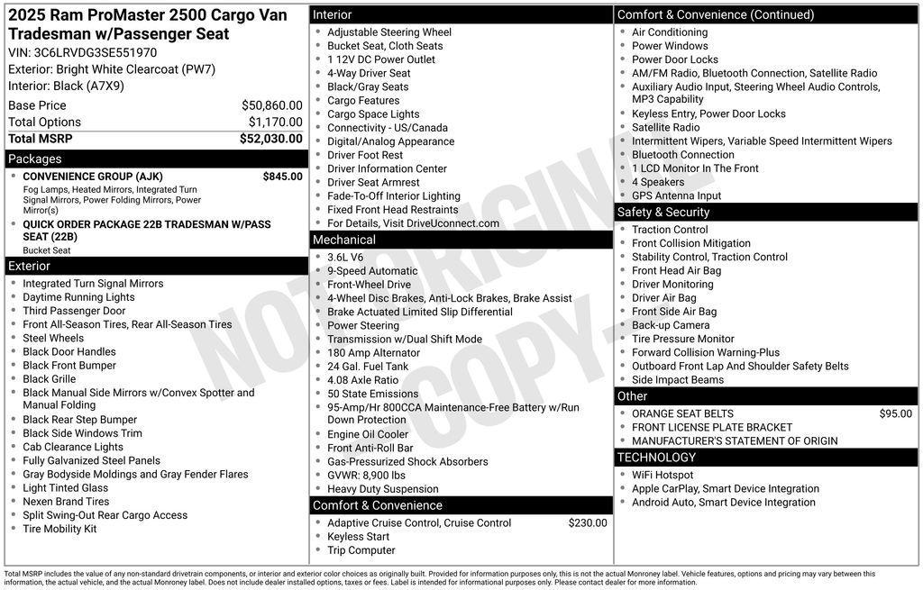 used 2025 Ram ProMaster 2500 car, priced at $36,950