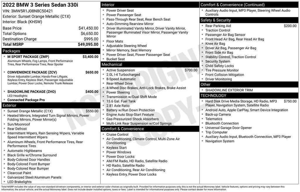 used 2022 BMW 330 car, priced at $28,490