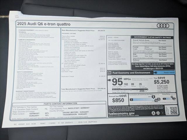 new 2025 Audi Q6 e-tron car, priced at $74,450