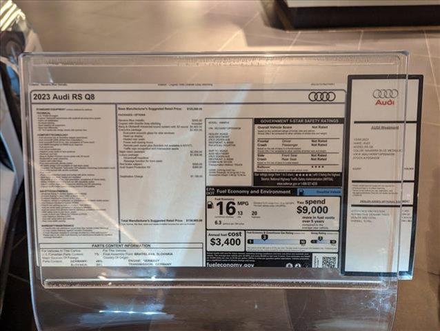 new 2023 Audi RS Q8 car, priced at $139,905