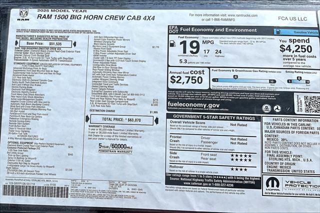 new 2025 Ram 1500 car, priced at $51,372