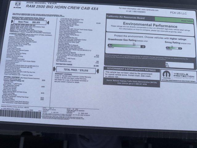 new 2026 Ram 2500 car, priced at $66,992