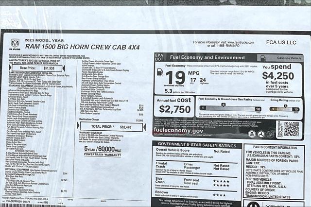 new 2025 Ram 1500 car, priced at $47,426