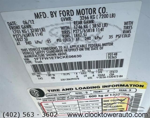 used 2012 Ford F-150 car, priced at $15,000