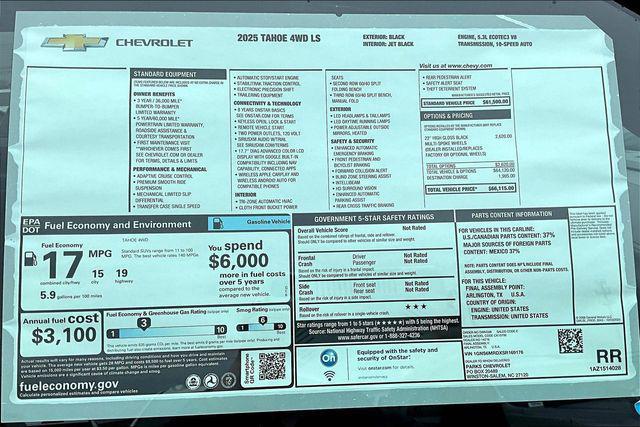 new 2025 Chevrolet Tahoe car, priced at $63,535