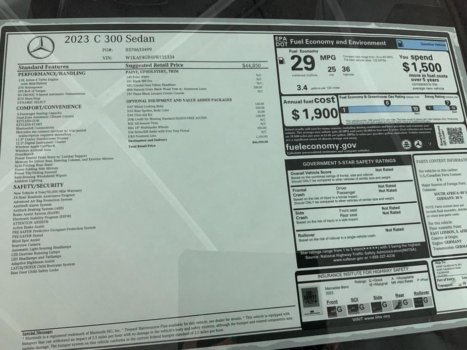 new 2023 Mercedes-Benz C-Class car, priced at $41,995
