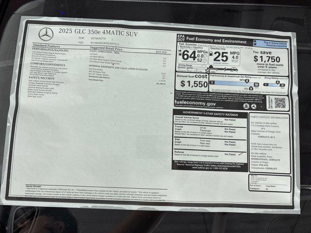 new 2025 Mercedes-Benz GLC 350e car, priced at $61,085