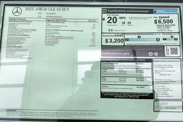 new 2025 Mercedes-Benz AMG GLE 53 car, priced at $99,815