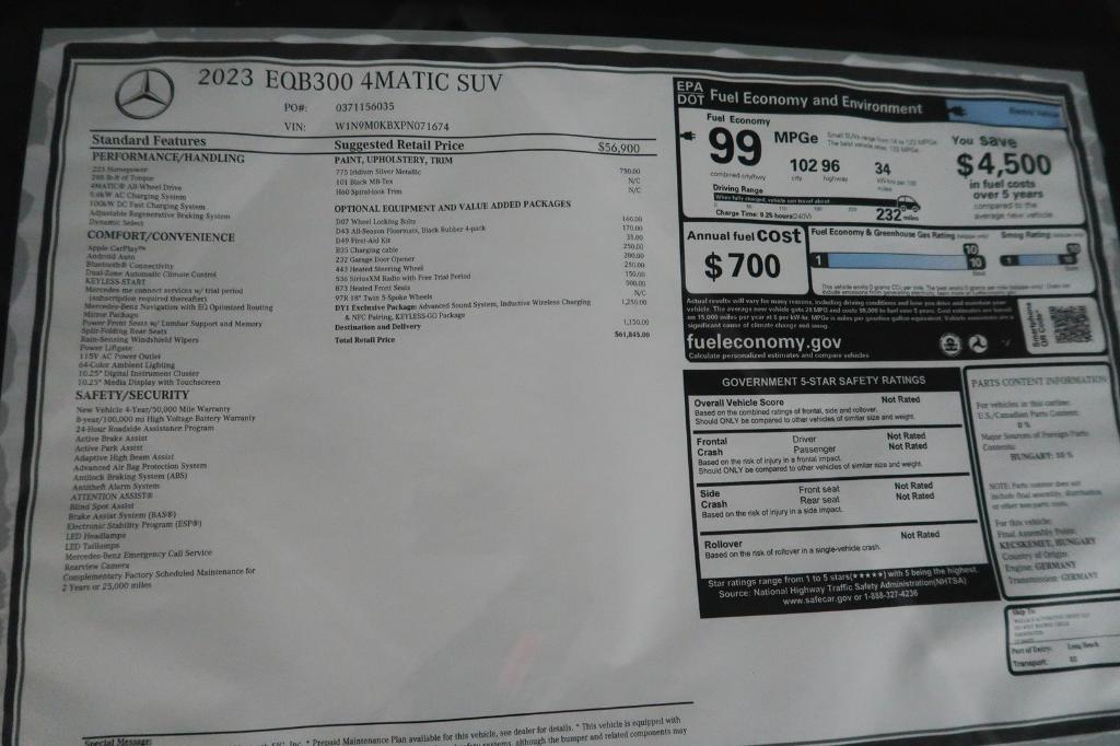 new 2023 Mercedes-Benz EQB 300 car, priced at $58,842