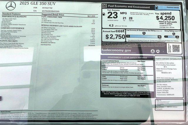 new 2025 Mercedes-Benz GLE 350 car, priced at $69,810