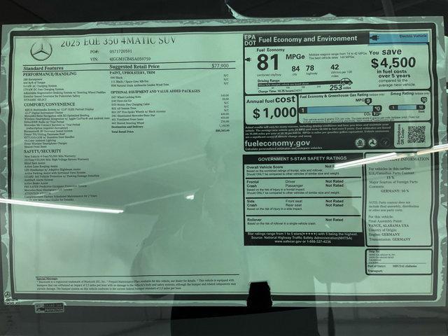 new 2025 Mercedes-Benz EQE 350 car, priced at $80,345