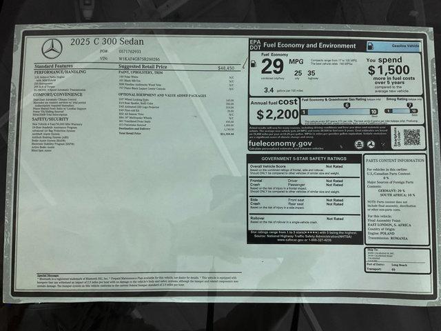 new 2025 Mercedes-Benz C-Class car, priced at $51,905