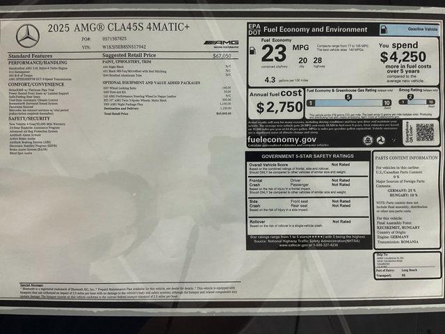 new 2025 Mercedes-Benz AMG CLA 45 car, priced at $69,845