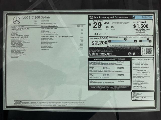 new 2025 Mercedes-Benz C-Class car, priced at $52,195