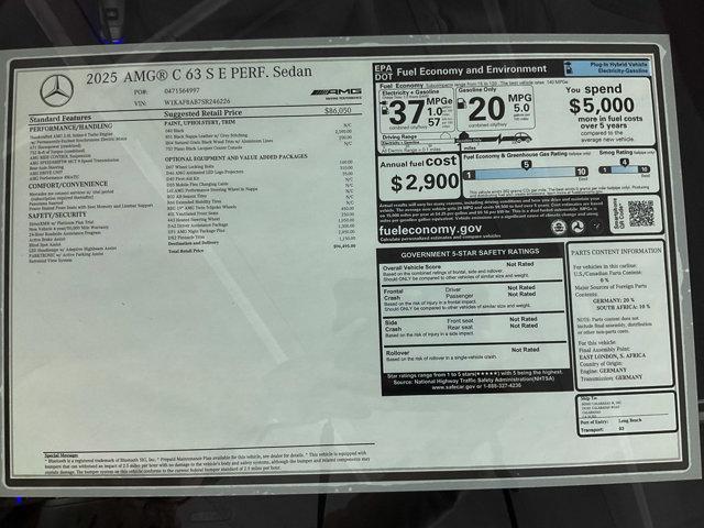 new 2025 Mercedes-Benz AMG C 63 car, priced at $96,495