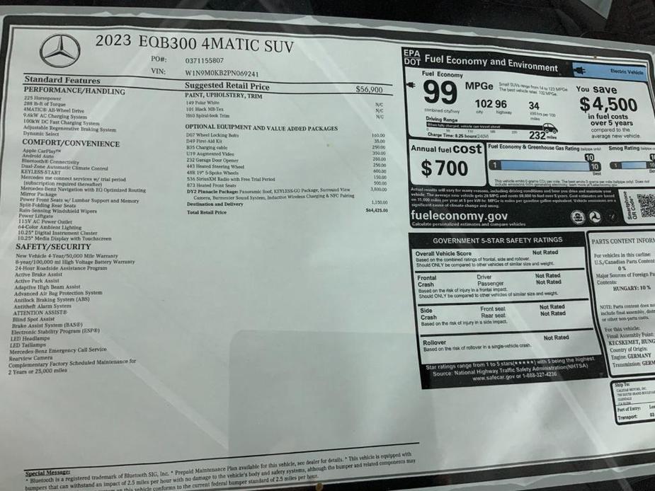 new 2023 Mercedes-Benz EQB 300 car, priced at $61,422