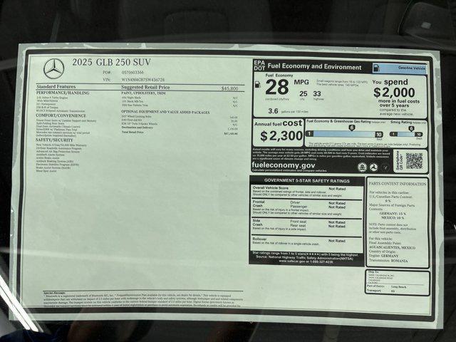 new 2025 Mercedes-Benz GLB 250 car, priced at $47,145