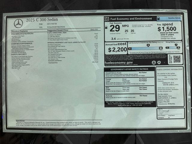 new 2025 Mercedes-Benz C-Class car, priced at $58,755