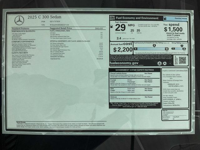 new 2025 Mercedes-Benz C-Class car, priced at $52,505