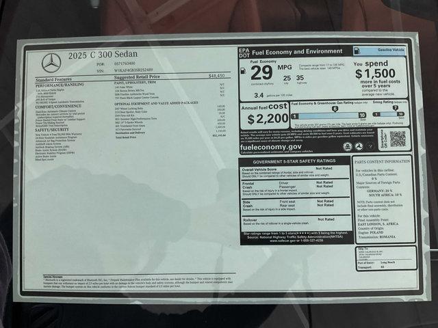 new 2025 Mercedes-Benz C-Class car, priced at $52,195