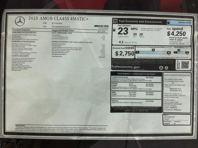 new 2025 Mercedes-Benz AMG CLA 45 car, priced at $74,095