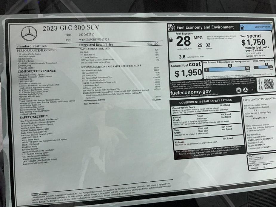 new 2023 Mercedes-Benz GLC 300 car, priced at $50,065