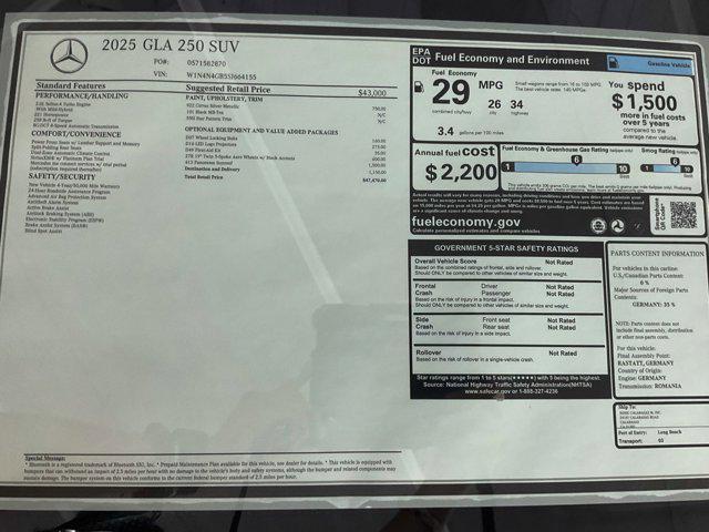 used 2025 Mercedes-Benz GLA 250 car, priced at $39,898