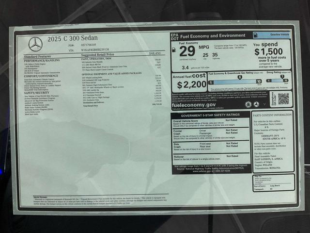 new 2025 Mercedes-Benz C-Class car, priced at $58,755