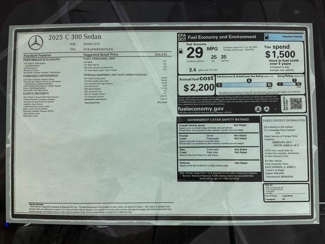 new 2025 Mercedes-Benz C-Class car, priced at $52,130