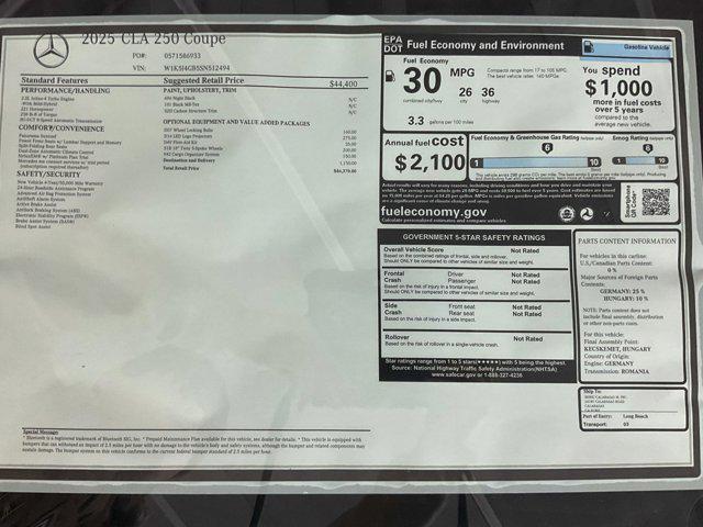 new 2025 Mercedes-Benz CLA 250 car, priced at $46,370