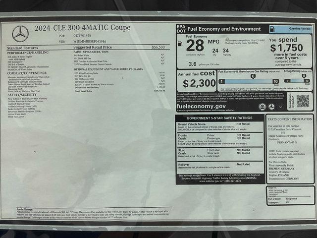 new 2024 Mercedes-Benz CLE 300 car, priced at $58,045