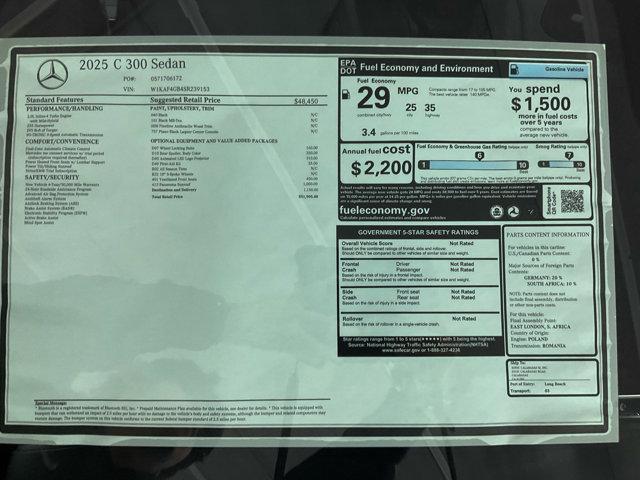 new 2025 Mercedes-Benz C-Class car, priced at $51,905