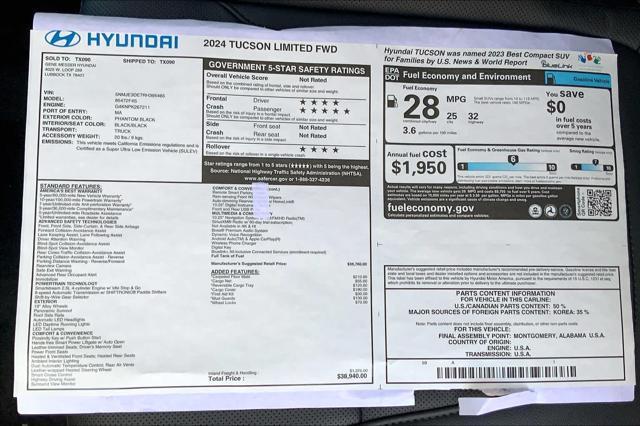 new 2024 Hyundai Tucson car, priced at $36,527