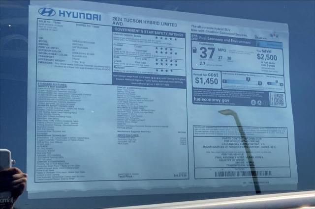 new 2024 Hyundai Tucson Hybrid car, priced at $40,125