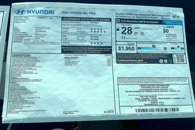 used 2024 Hyundai Tucson car, priced at $26,874