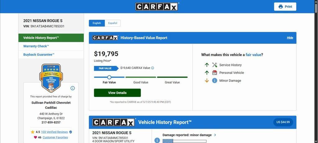 used 2021 Nissan Rogue car, priced at $19,795