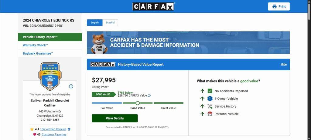 used 2024 Chevrolet Equinox car, priced at $27,391