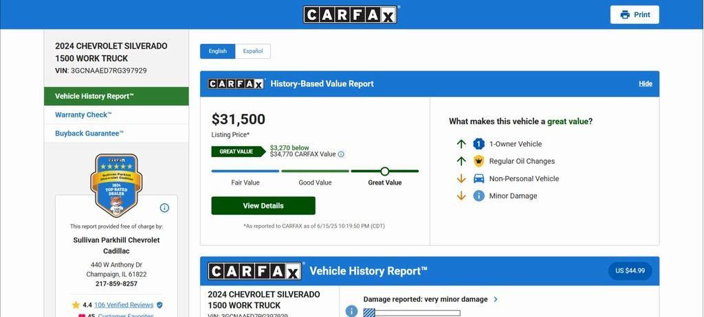 used 2024 Chevrolet Silverado 1500 car, priced at $31,495