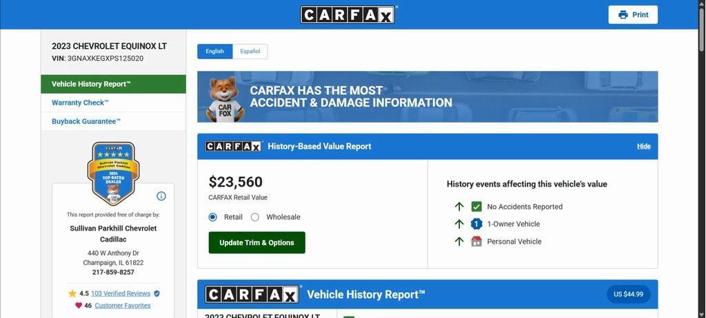 used 2023 Chevrolet Equinox car, priced at $23,995