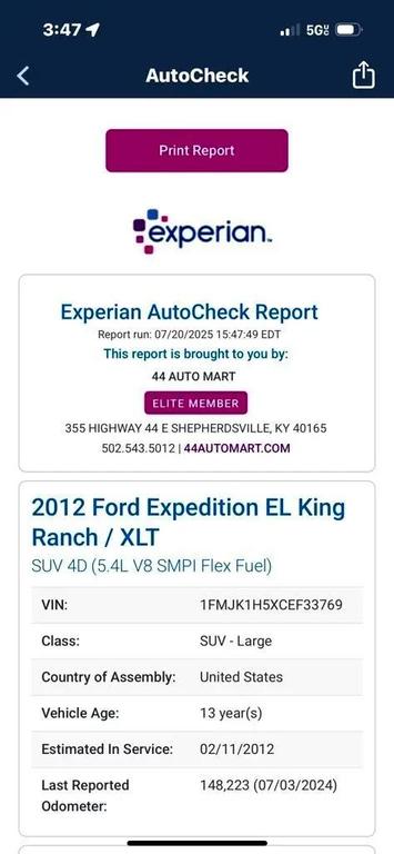 used 2012 Ford Expedition EL car, priced at $8,944