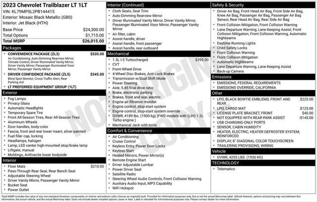 used 2023 Chevrolet TrailBlazer car, priced at $23,292
