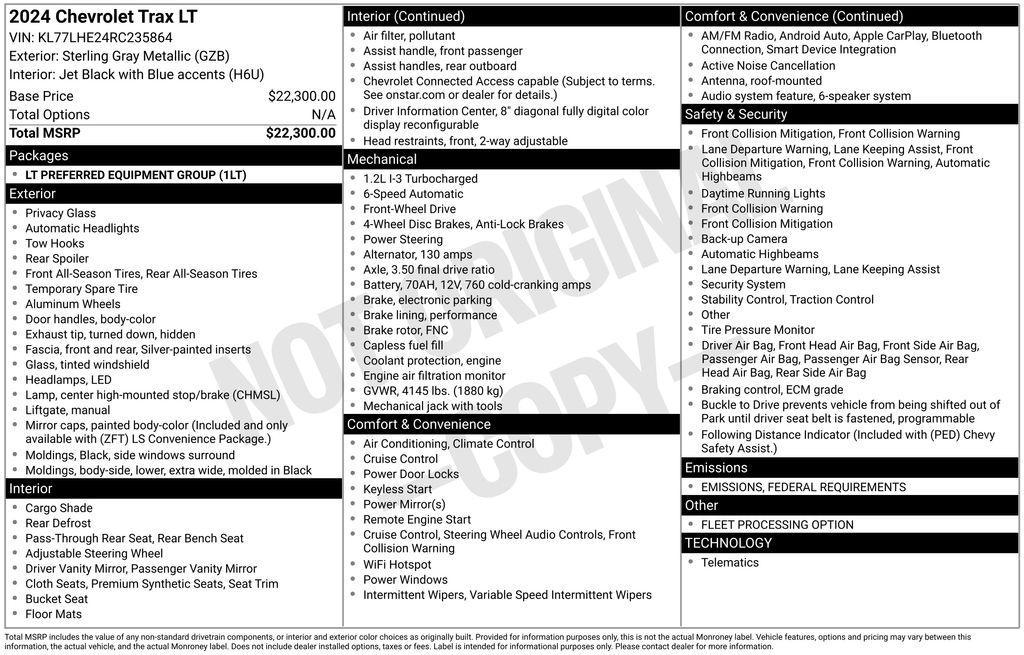 used 2024 Chevrolet Trax car, priced at $20,220