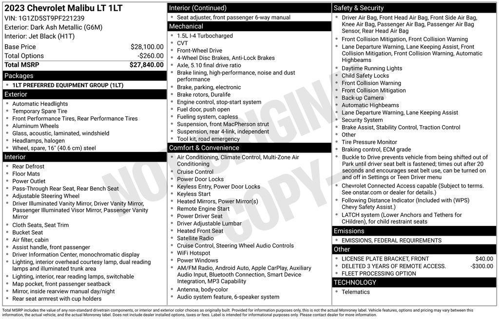 used 2023 Chevrolet Malibu car, priced at $16,359