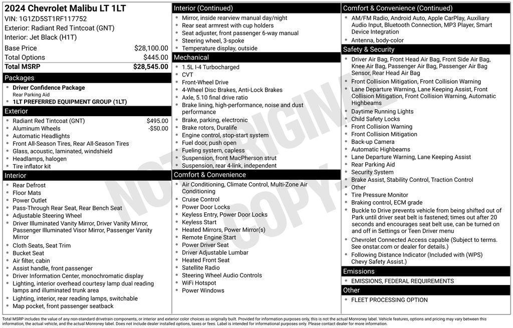 used 2024 Chevrolet Malibu car, priced at $19,630
